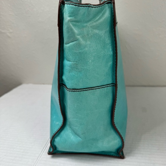 HOBO teal turquoise leather large tote bag purse - Picture 5 of 11